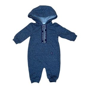 Calvin Klein Jeans Navy Onesie Romper Hood Zip Up Logo Baby Size 0-3M